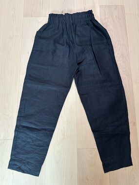 OZMA Black Linen Utility Pants